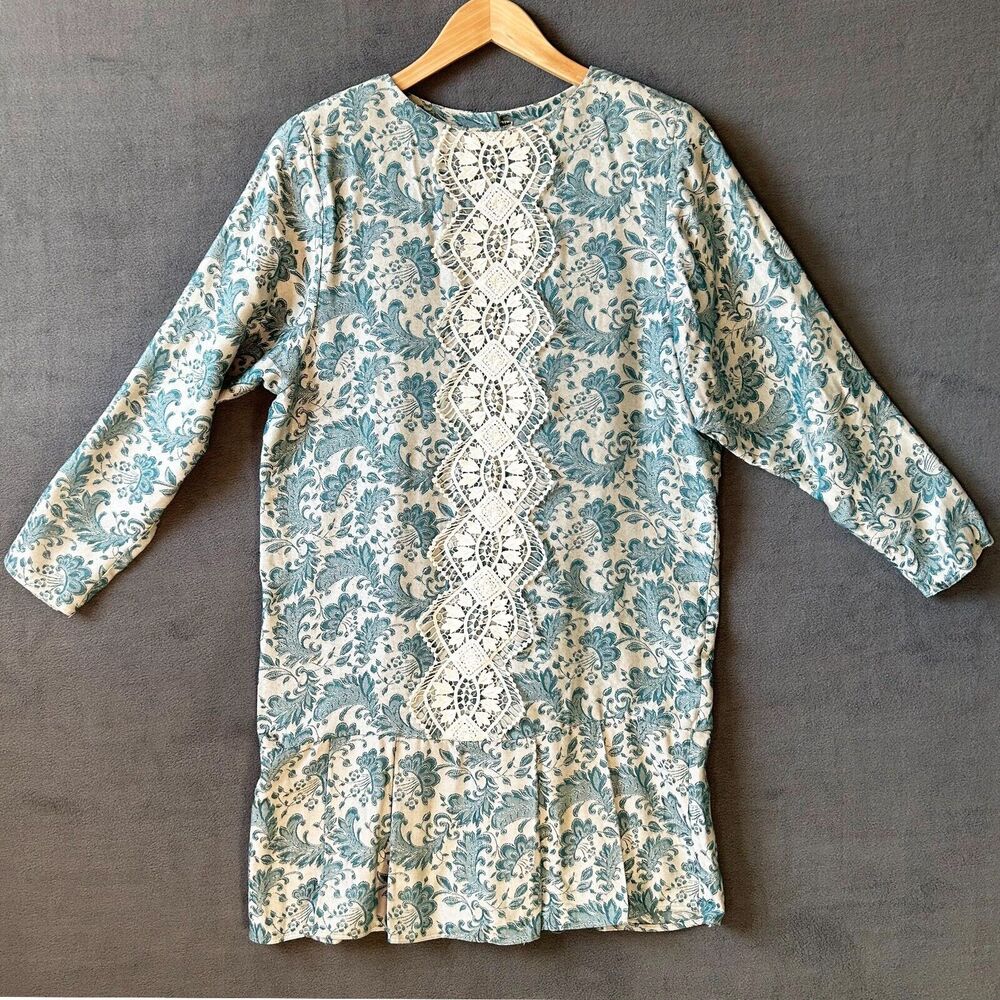 Vintage Jessica McClintock Dress Size 6 Jacquard Lace - Drop Waist - Button Back